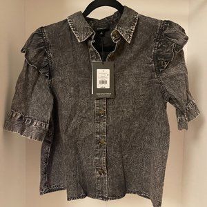 Who What Wear grey puff-sleeve blouse (new with tags)